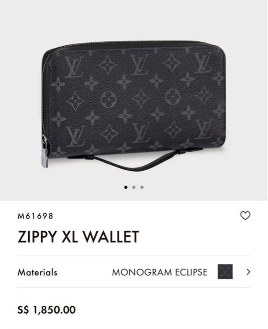LOUIS VUITTON purse M61698 Zippy XL/Monogram Eclipse black mens Used