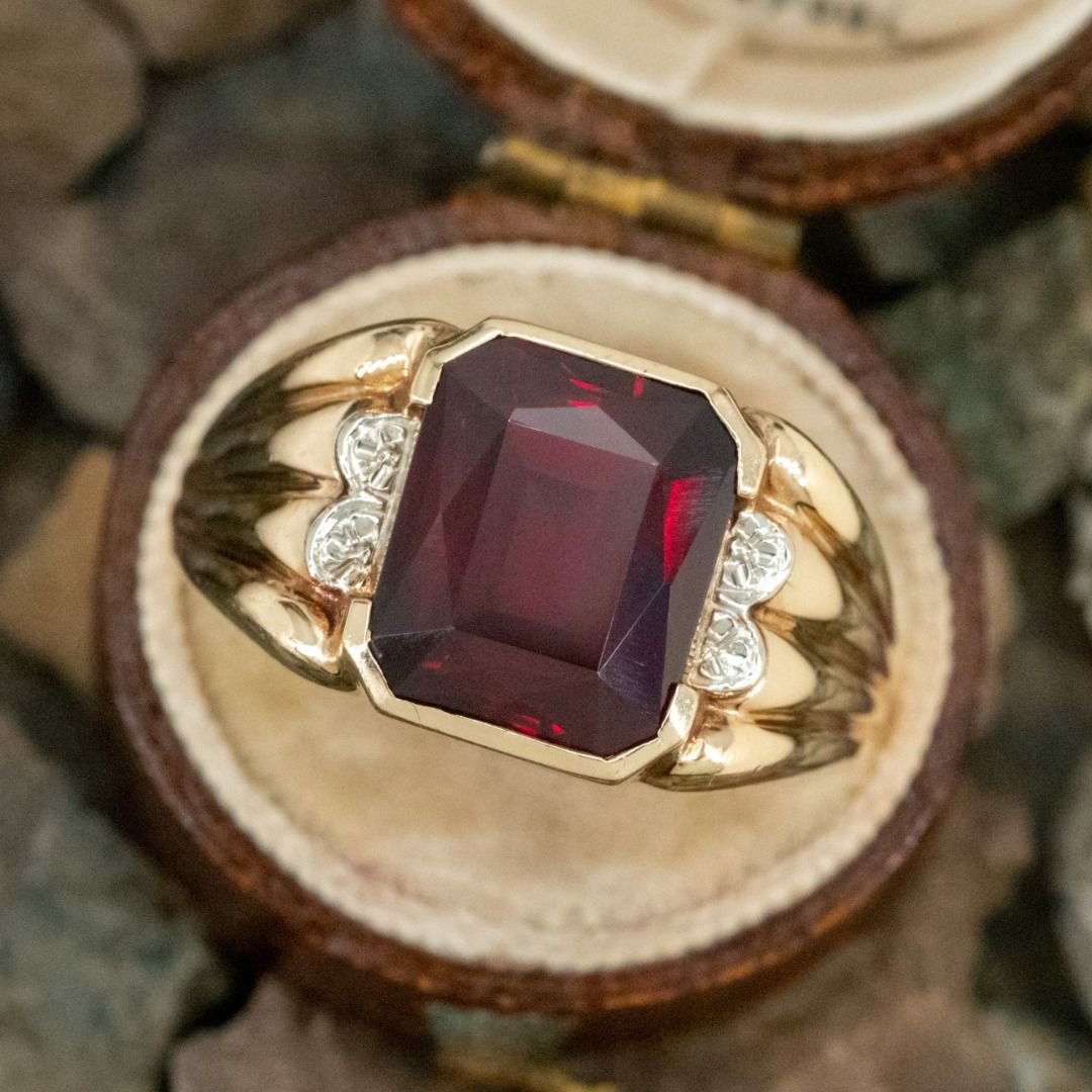 Men's gold garnet rings online