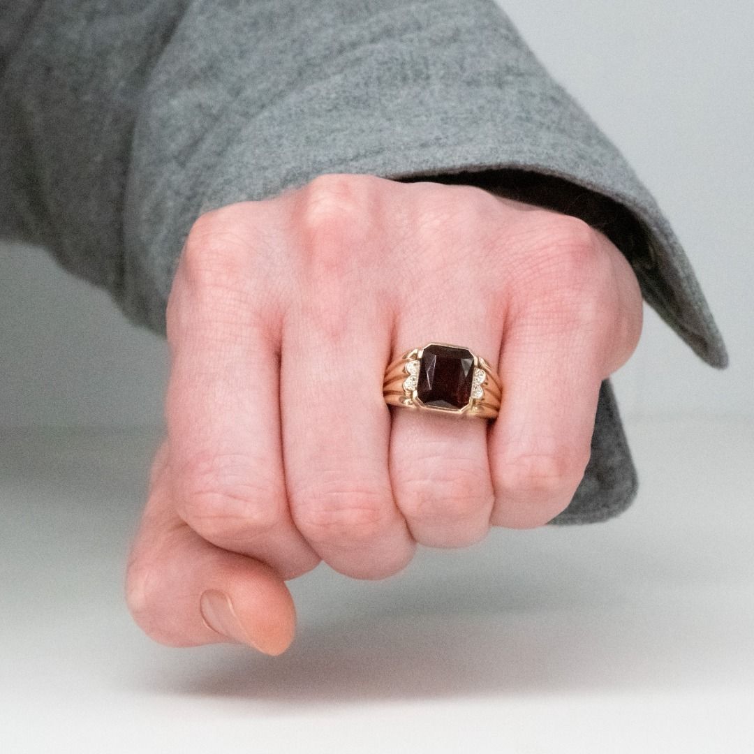 Men's 14k gold outlet garnet ring