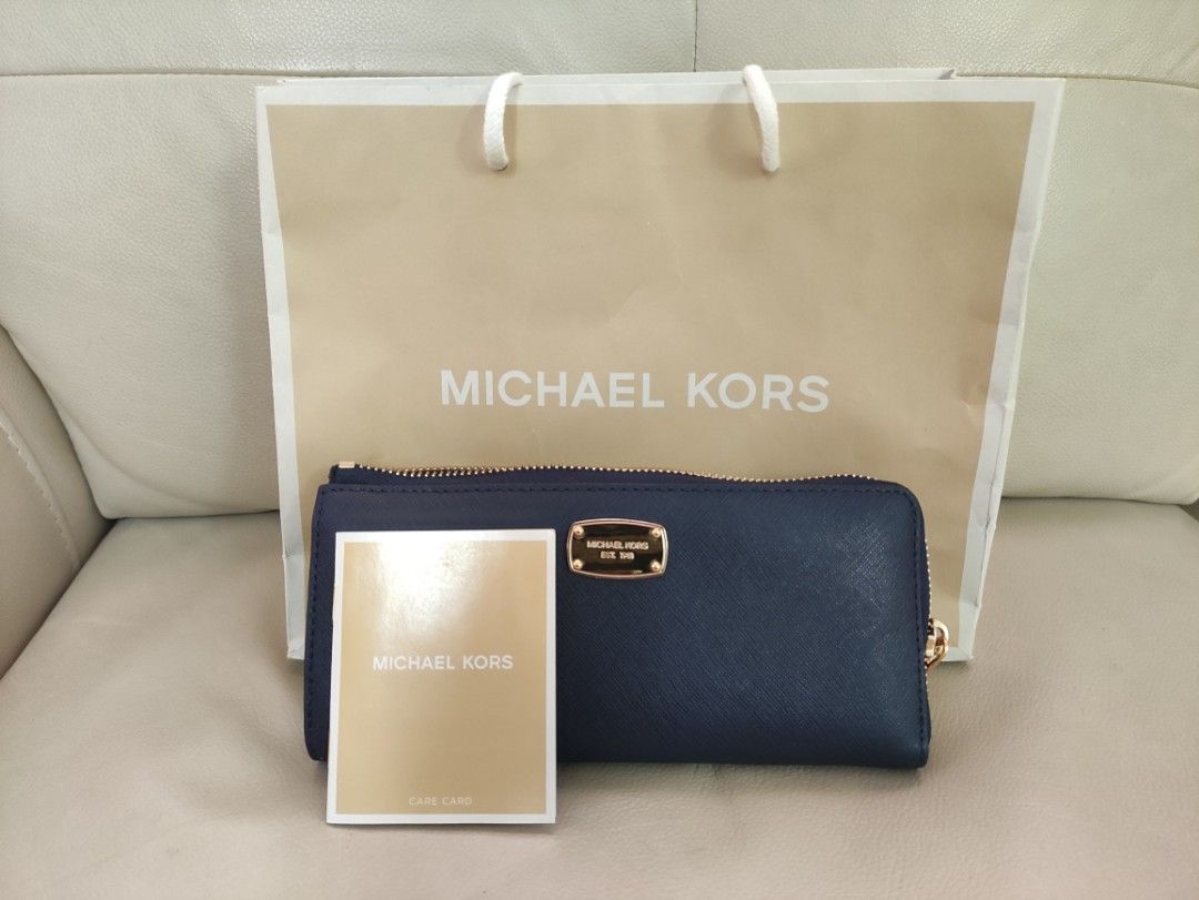 Michael Kors Wallet Navy Blue Golden Zip