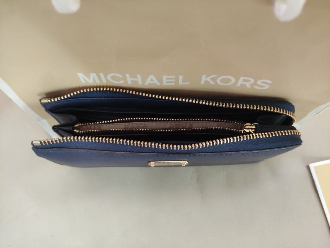 Michael Kors Wallet Navy Blue Golden Zip