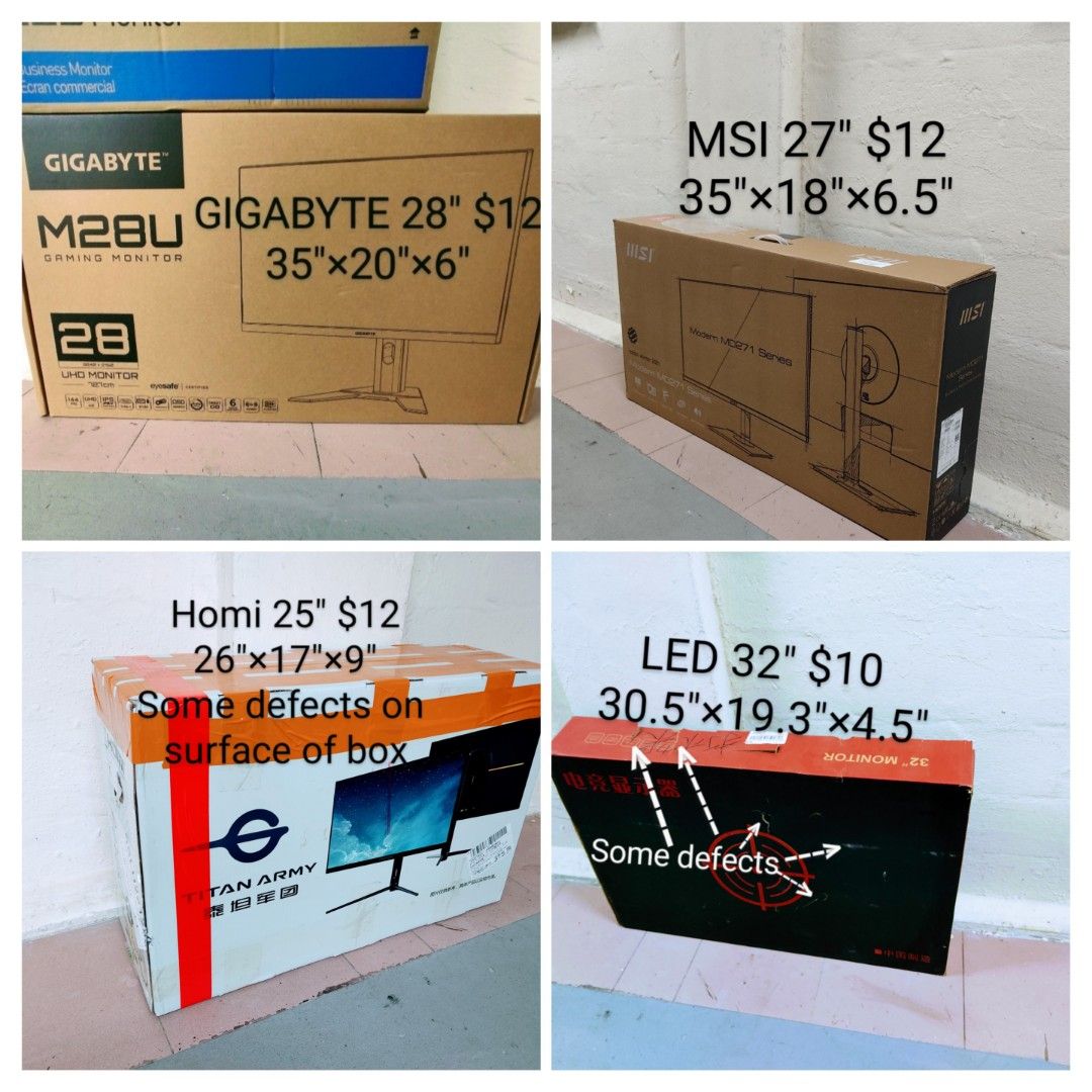 monitor boxes with styrofoam, Furniture & Home Living, Home Improvement