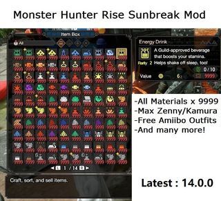 Monster Hunter Rise Sunbreak Expansion DLC All Items / Materials Mod / Save Edit