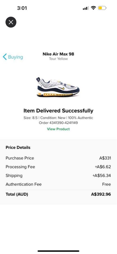 Nike 98 2024 tour yellow