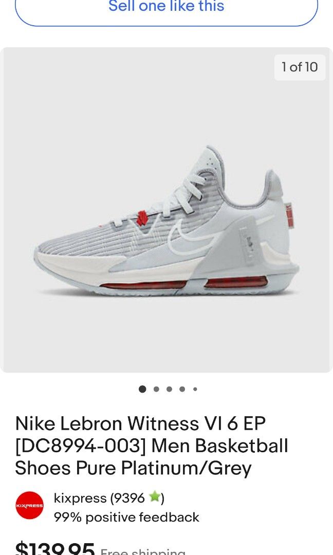 NIKE LEBRON WITNESS VI 6 EP WOLF GREY PURE PLATINUM Men s Fashion