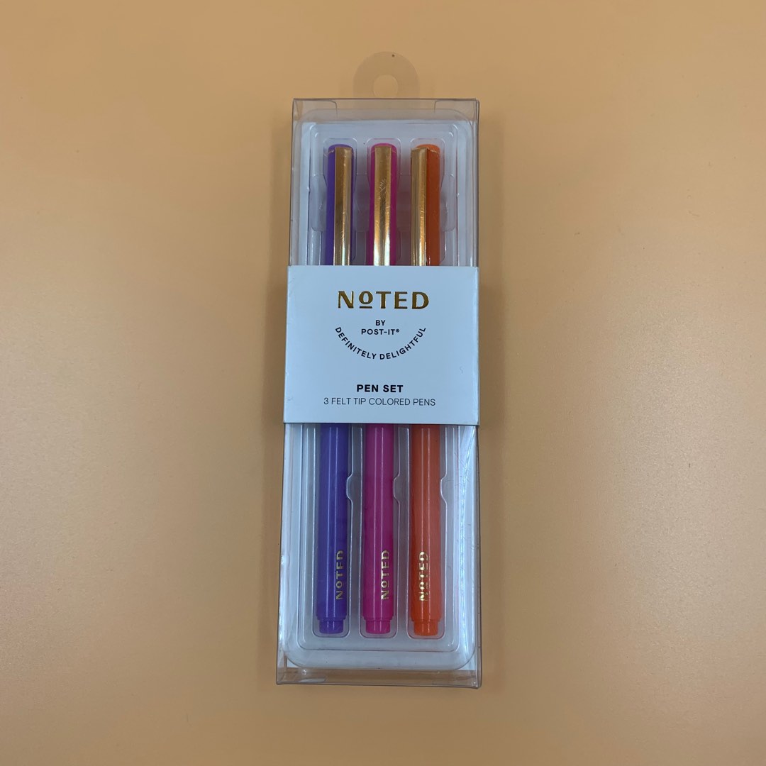 NOTED by postit Pen Set (3 Colored Pens), Hobbies & Toys, Stationary