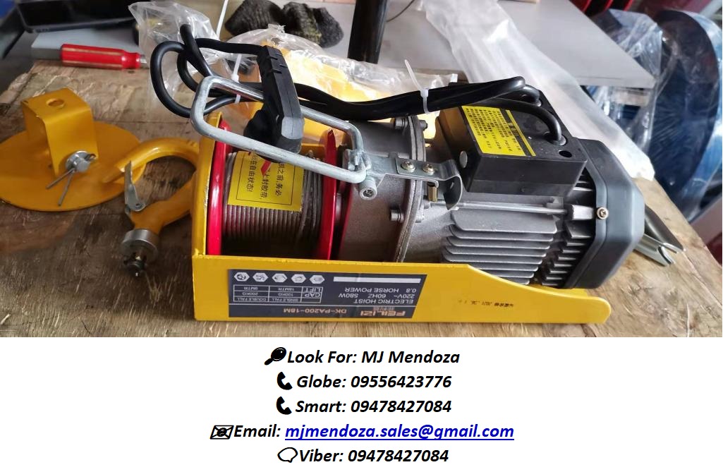 PA MINI ELECTRIC HOIST SINGLE PHASE 220 VOLTS LIFTING HEIGHT 18 METERS