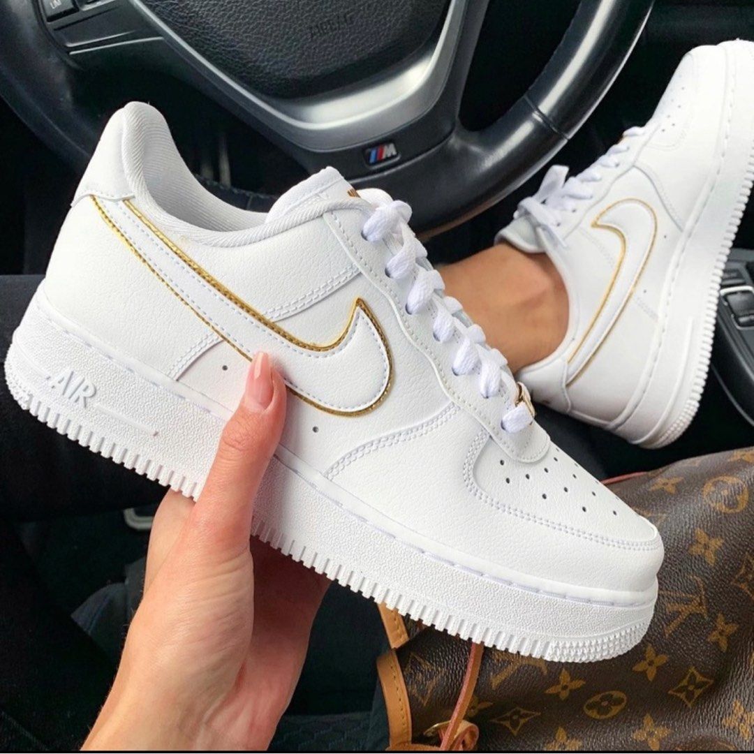 {PREORDER} Nike Air Force 1 AF1 gold sneakers, Women's Fashion ...