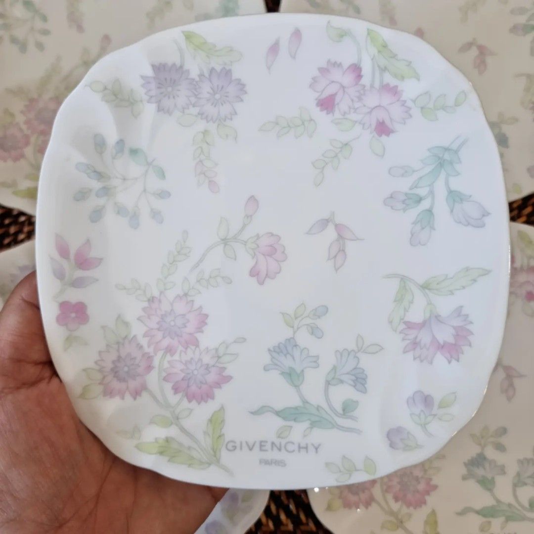 Rare Givenchy Floral Cake Plates Set 5pcs, Furniture & Home Living