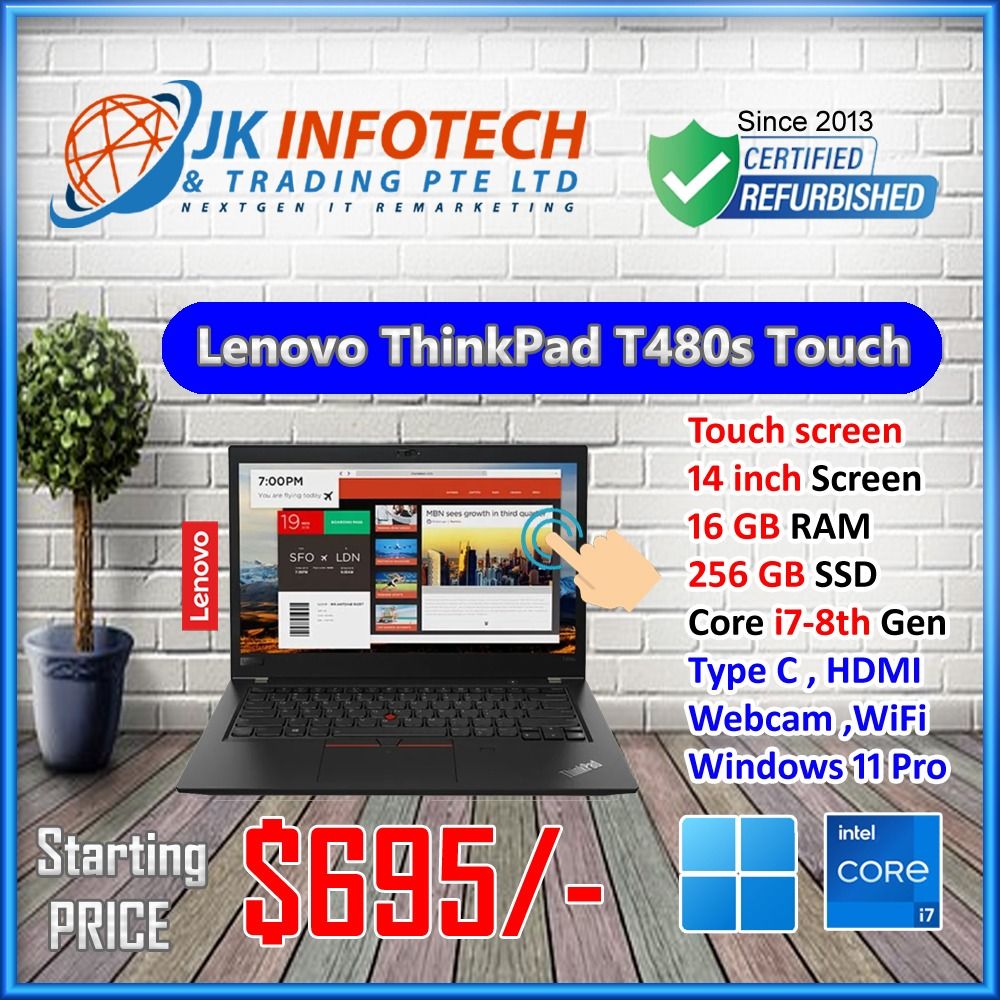 Same Day or Next Day Delivery] Lenovo ThinkPad T480s Touch Ultrabook |  intel core i7-8th