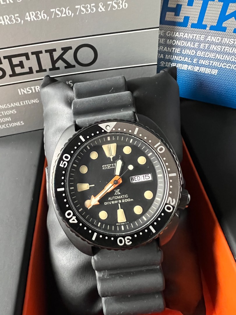 Seiko SRPC49K1 Black Turtle Diver Watch Men s Fashion Watches