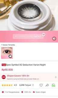 Sepasang New Contact Lens -2,25 Varian Night