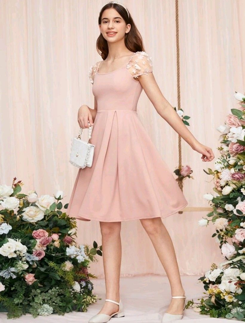 Shein teen mesh puff dress, Women's Fashion, Dresses & Sets, Dresses on