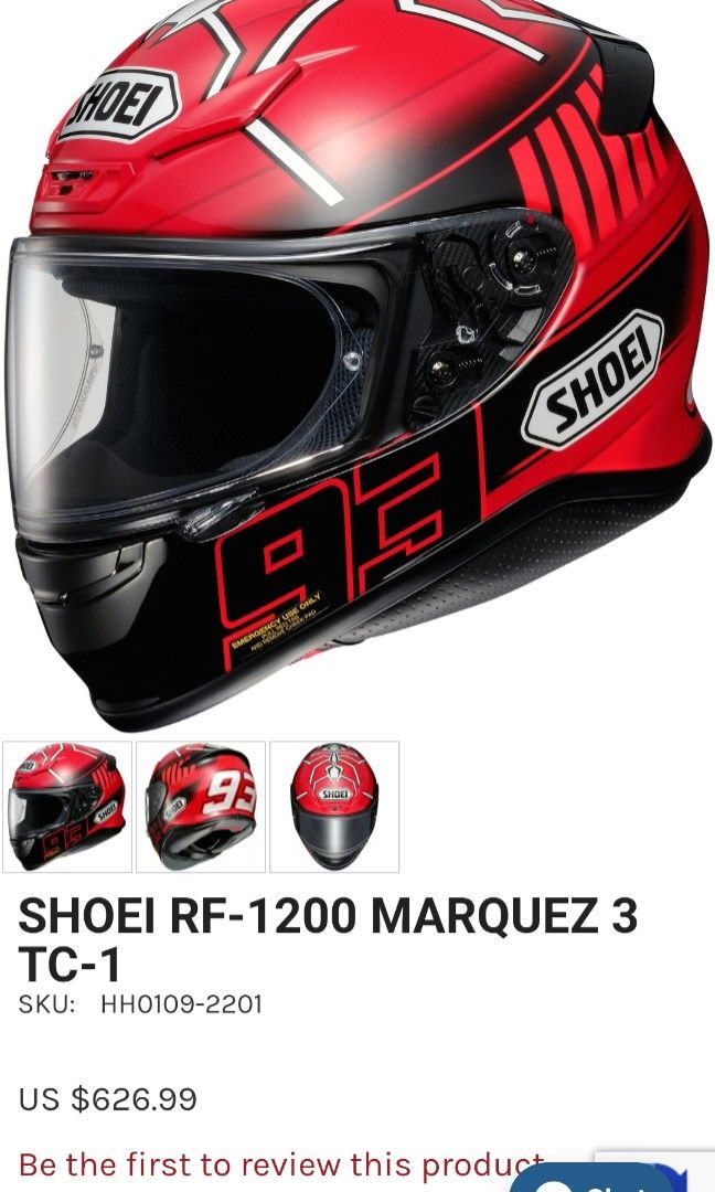 Shoei 93 Helmet M Motorcycles Motorcycle Apparel on Carousell