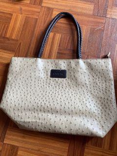 S’poche Korea Tote Bag Kulit Burung Unta Ostrich Leather Khaki Brown tas kulit coklat thrift vintage retro secondhand