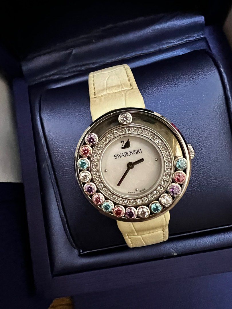 Swarovski Multicolored Diamond Watch in White Strap Luxury Watches on Carousell
