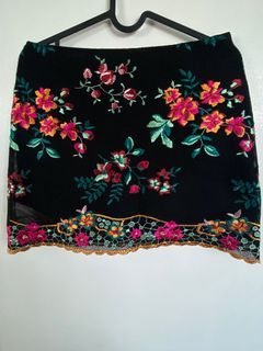Topshop mesh embroidered skirt