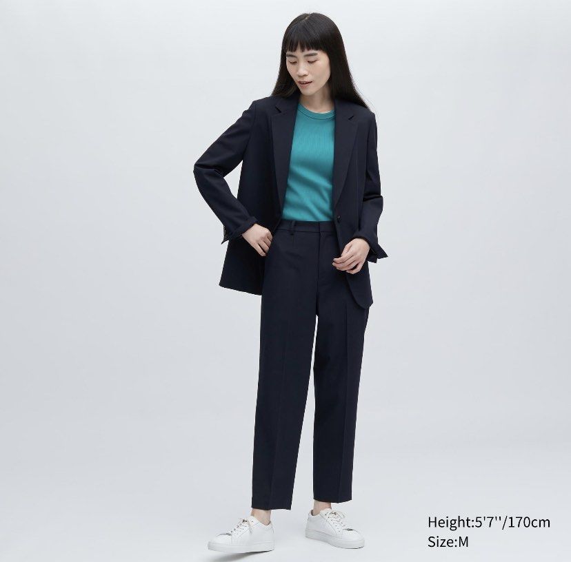 Uniqlo Women EZY Ankle Pants (Navy Stripe), Women's Fashion, Bottoms, Other  Bottoms on Carousell