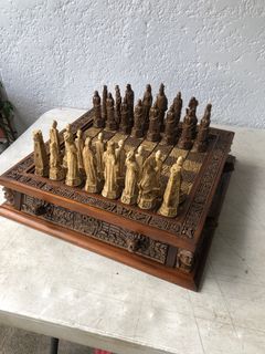 Vintage Aztec Mayan Conquistador Figure Chess Set