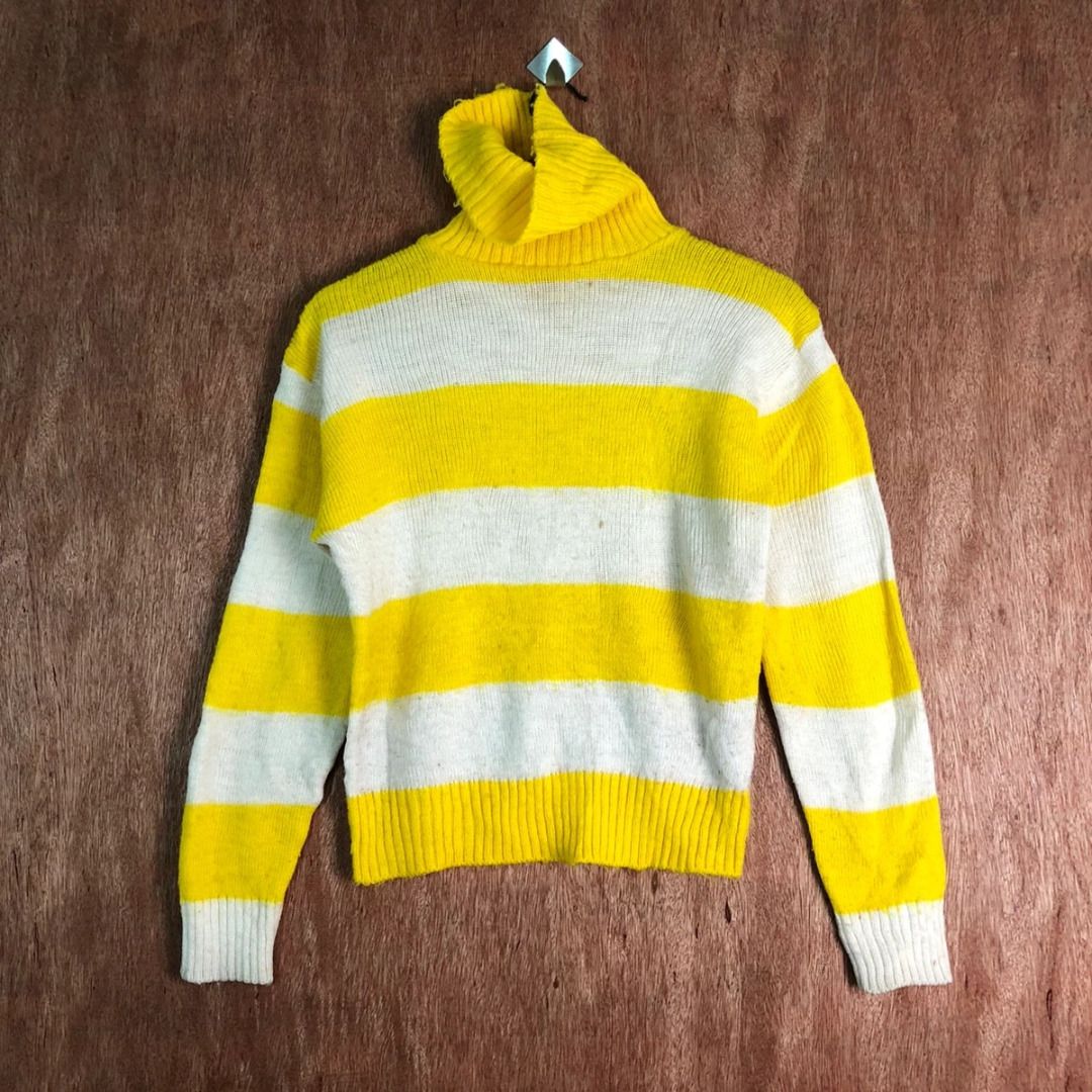 YELLOW CREAM KNIT STRIPES SWEATER LIKE KURT COBAIN
