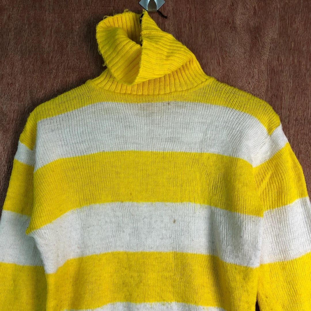 YELLOW CREAM KNIT STRIPES SWEATER LIKE KURT COBAIN