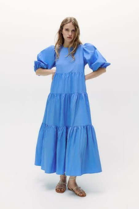 Zara poplin sale dress blue