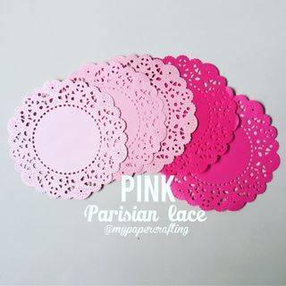 10 piece pink Parisian lace color paper doily