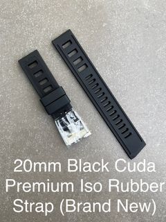 20mm Black Cuda Isofrane Diver Rubber Strap