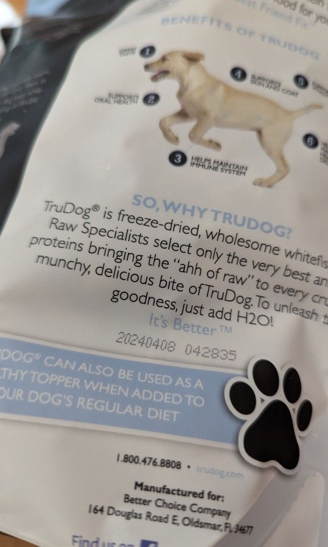 2 TRUDOG Freeze dried Raw Superfood For Dogs Whitefish