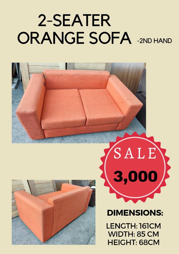 2seater Orange Sofa 2nd Hand 1675839883 B0545d9e 