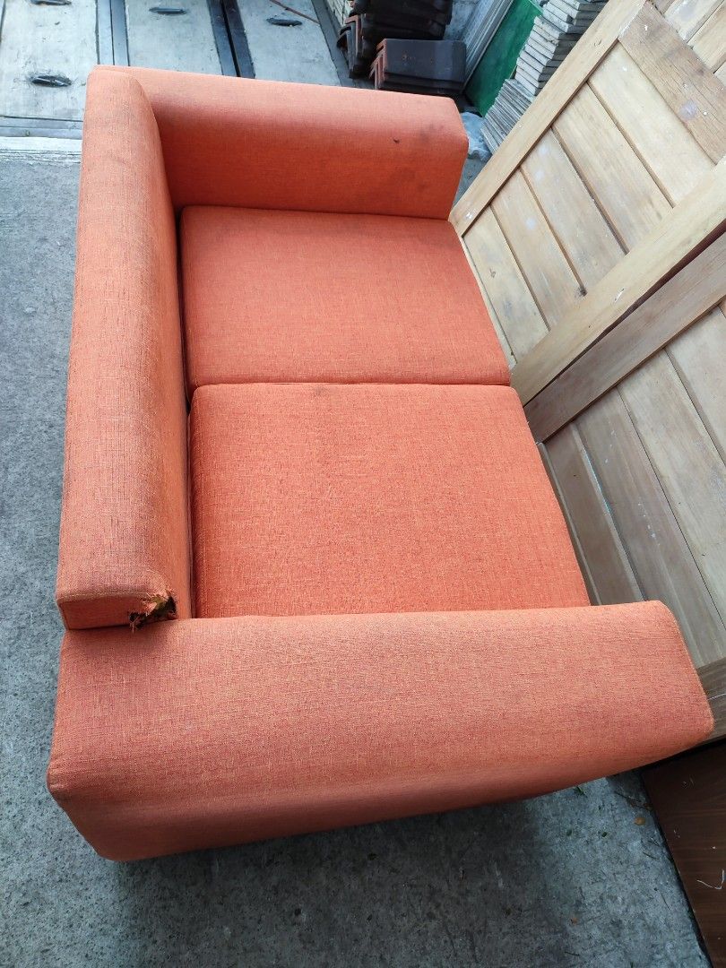 2Seater Orange Sofa (2nd Hand), Furniture & Home Living, Furniture