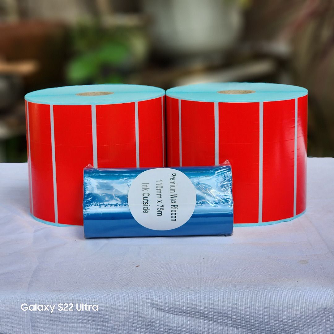 32mm (W) x 32mm (H) Solid Red Satin Barcode Labels, Computers & Tech ...