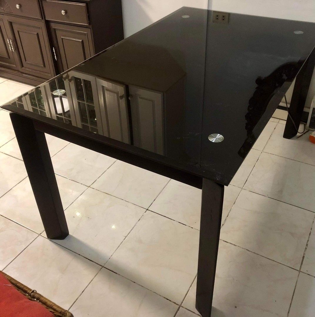 6 seater heavy glass table, Furniture & Home Living, Furniture, Tables