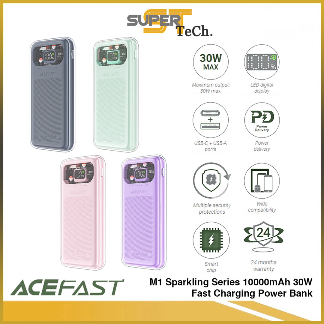 ACEFAST M1 Sparkling Series 10000mAh 30W Fast Charging Power Bank, Mobile  Phones & Gadgets, Mobile & Gadget Accessories, Power Banks & Chargers on  Carousell