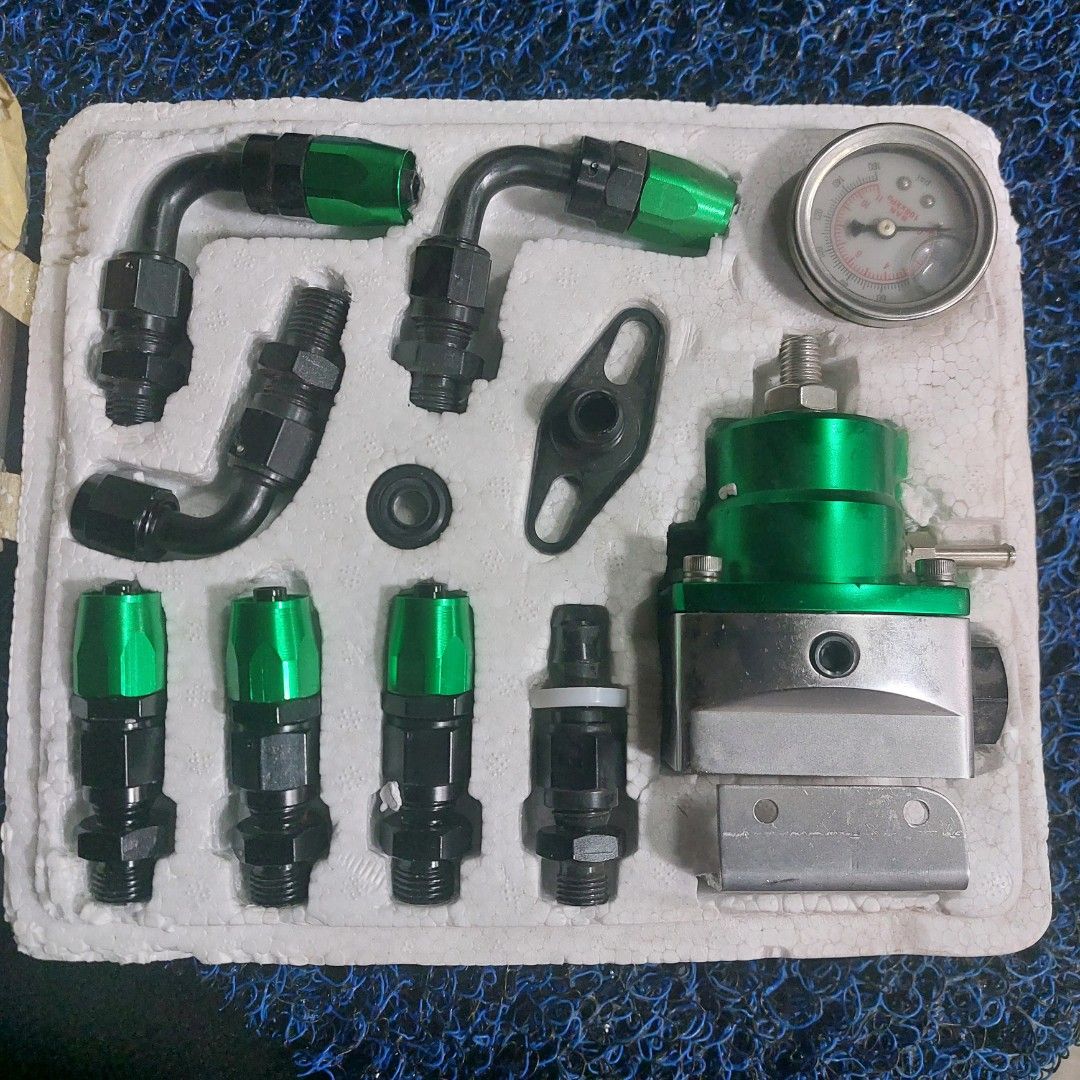 Adjustable fuel pressure regulator+AN6 Fuel Line Hose+Fittings Green, Auto  Accessories on Carousell