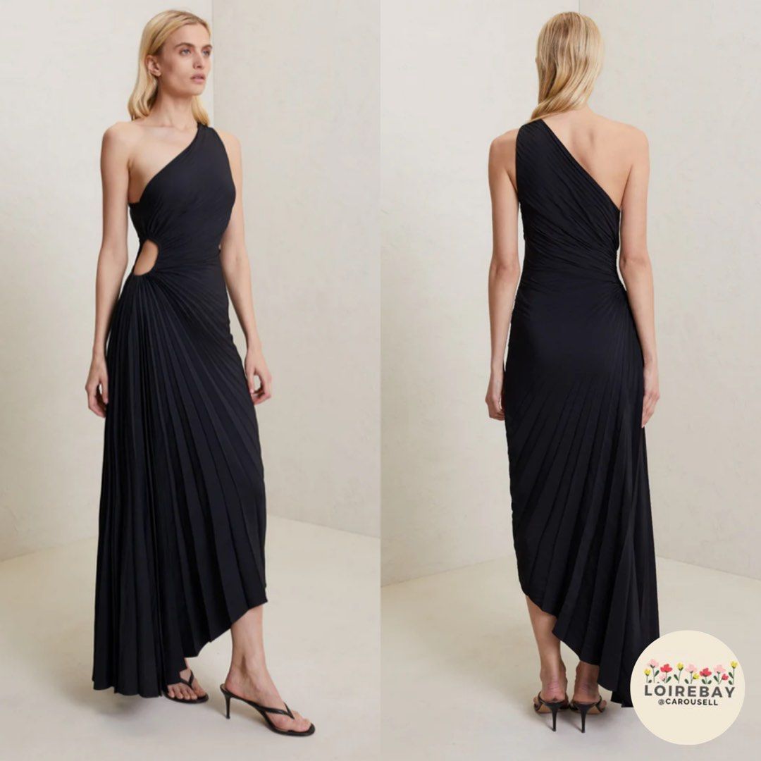 alc delfina dress black A.L.C. | Dresses | Alc The Delfina Dress Is Asymmetrically Draped Pleated Color Orange