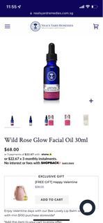 Almost new Neal’s Yard remedies Wild Rose Glow Facial Oil 30ml