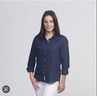 ANN2074: GU Uniqlo women L size button down smart casualCollar shirt/ Uniqlo cotton blend longsleeve shirt pit 21