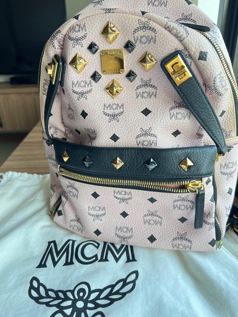 MCM BACKPACK SMALL BLACK STARK STUDDED MONOGRAM – ETEFT AUTHENTIC