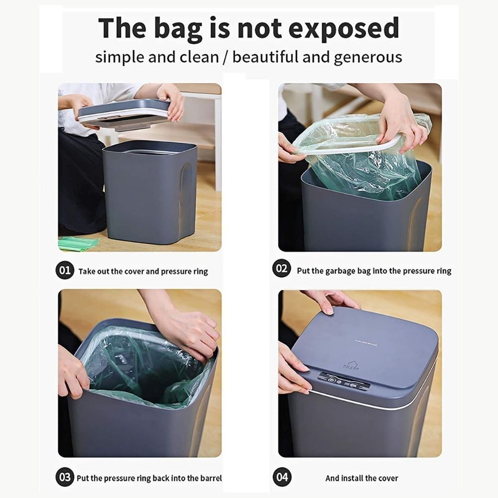 Automatic Rubbish Bin with Sensor Lid USB Charging Smart Induction