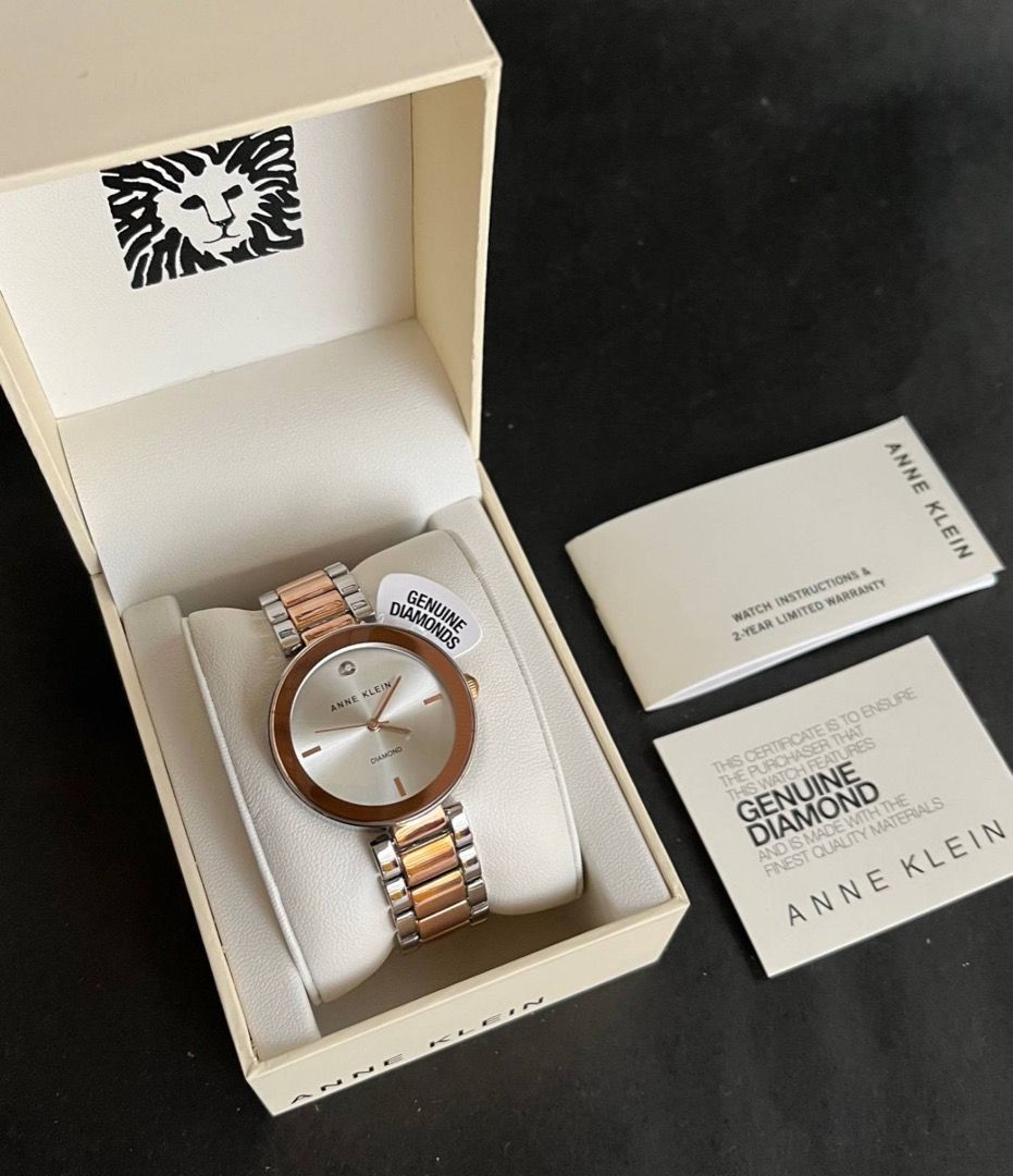 BESTSELLER BNEW AUTHENTIC Anne Klein Watch 1363SVRT Diamond Dial Silver Rose Gold Steel for Women P5 790