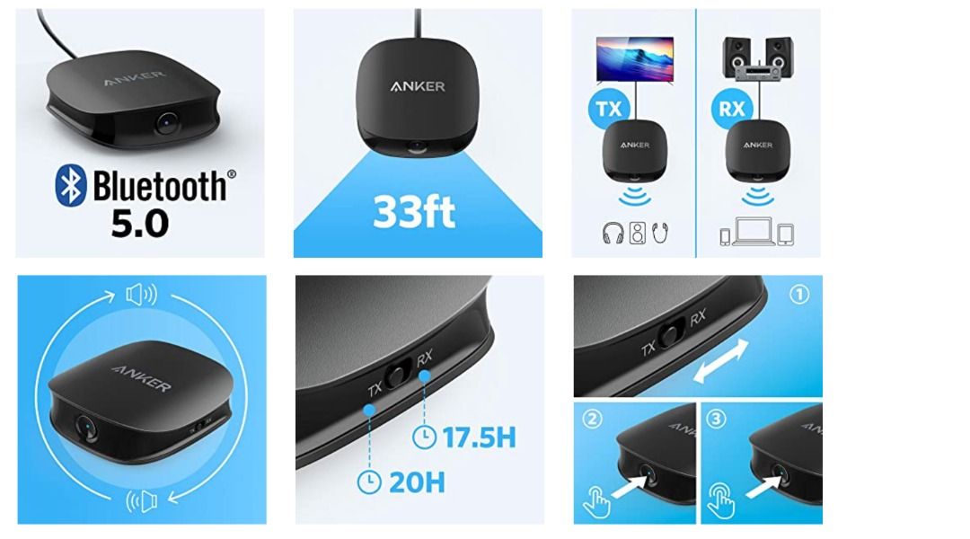 [BNIB] ANKER Soundsync A3341 Bluetooth V5 2in1 Transmitter and