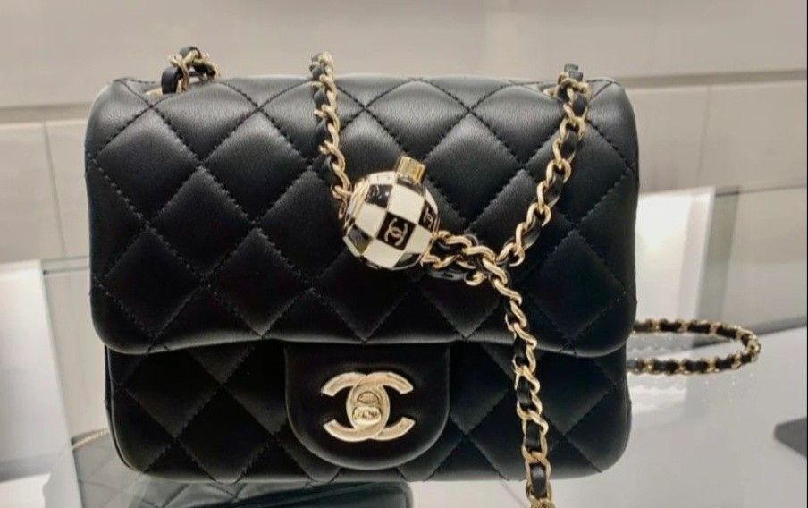 Chanel Gray Quilted Lambskin Pearl Crush Mini Flap Bag