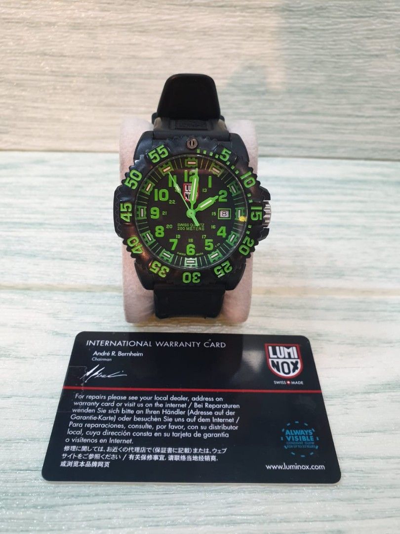 Brand Luminox Navy Seal Colormark Green Analog Watch Model LM3067 Series 3050 Movement Quartz Swiss Made