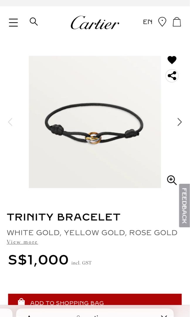 Cartier trinity bracelet price sales