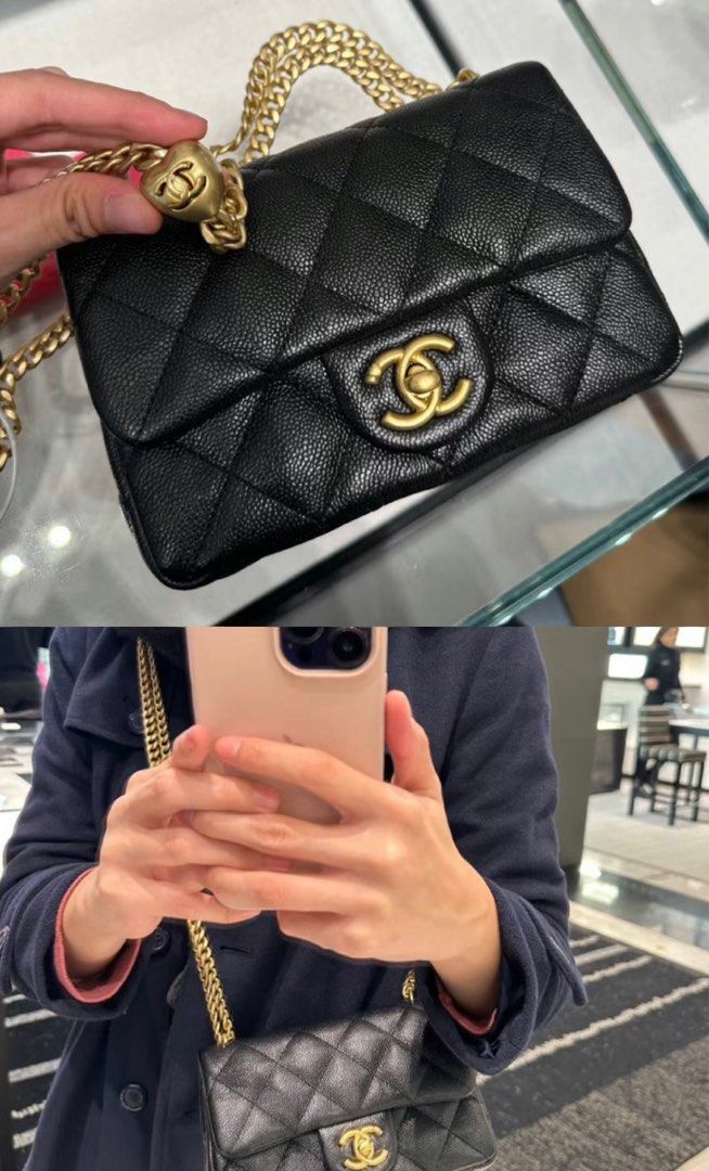 Latest Chanel 23p Cf mini adjustable heart chain , Luxury, Bags