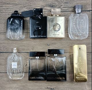 Chanel / D&G / Tom Ford / Halloween Man / Maison Margiela / Versace / Coach / Armaf / Rasasi Hawas / Atelier / Paco Robanne / Dior / YSL / Giorgio Armani / Mont Blanc / Niche / Designer / Fragrance bottles / Empty / Nozzle / Caps