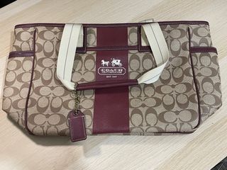 Coach Heritage Stripe East West Tote