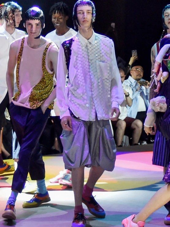 Comme des Garcons Homme Plus T shirt SS18 DISCO Neon Color Patchwork Cut Sewn AD2017 Men s Fashion Tops Sets Tshirts Polo Shirts on Carousell