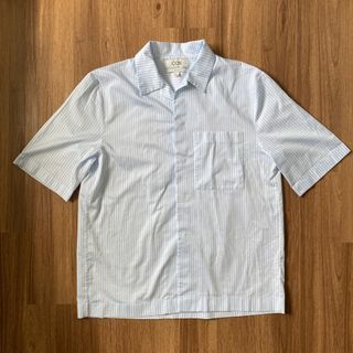 COS Oversized Short Sleeve Shirt in Blue Stripes